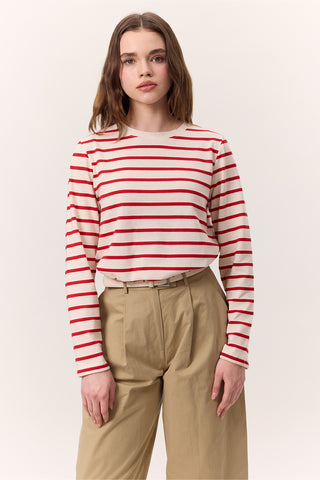 Striped Long-Sleeve Regular Fit T-Shirt Red