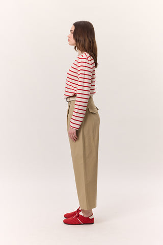 Striped Long-Sleeve Regular Fit T-Shirt Red