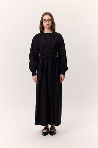 Ruched Detail Oversized Shirt Dress Black