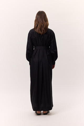 Ruched Detail Oversized Shirt Dress Black