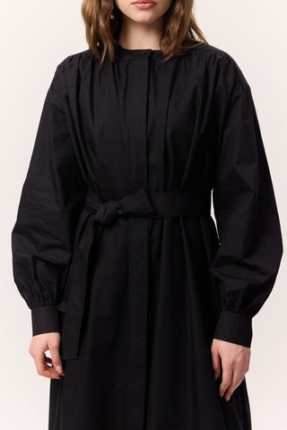 Ruched Detail Oversized Shirt Dress Black