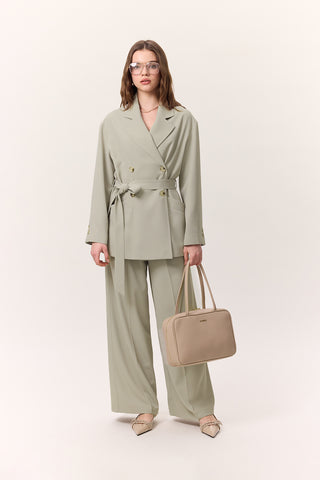 Draped Belted Jacket Soft Green