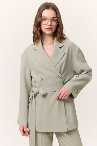 Draped Belted Jacket Soft Green