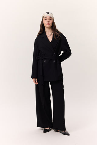 Draped Belted Jacket Black