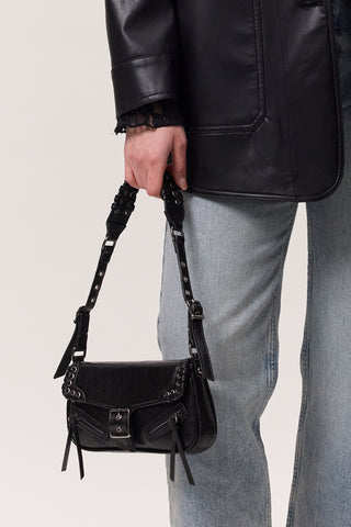Buckle Detail Shoulder Bag Black