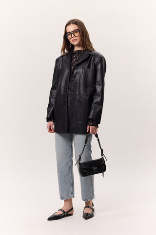 Buckle Detail Shoulder Bag Black