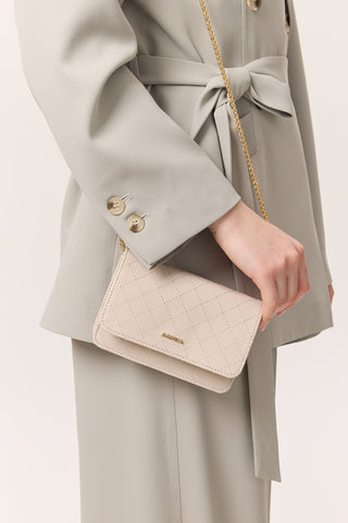 Quilted Wallet Bag Beige