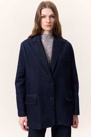 Classic Denim Blazer Dark Blue
