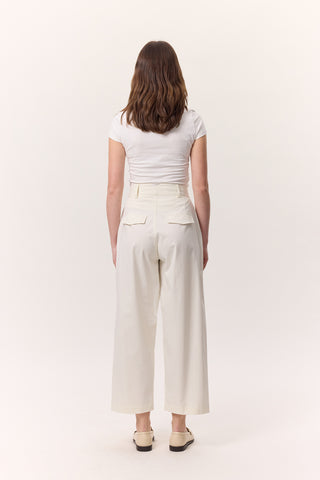 Pleated Gabardine Trousers Ecru