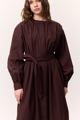 Ruched Detail Oversized Shirt Dress Burgundy