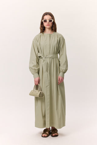 Ruched Detail Oversized Shirt Dress Pistachio