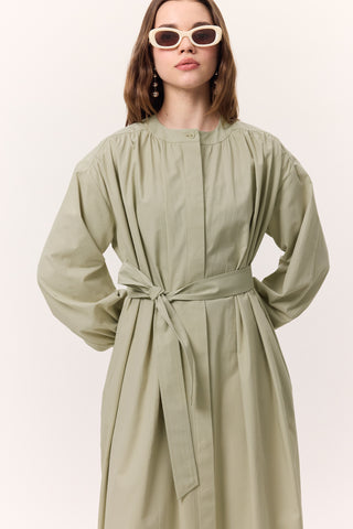 Ruched Detail Oversized Shirt Dress Pistachio