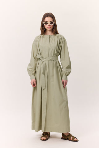 Ruched Detail Oversized Shirt Dress Pistachio