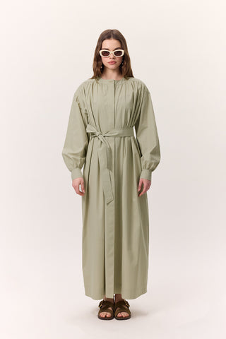 Ruched Detail Oversized Shirt Dress Pistachio