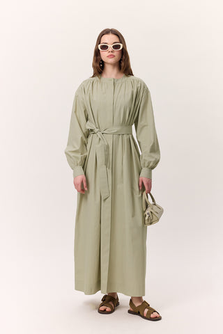 Ruched Detail Oversized Shirt Dress Pistachio