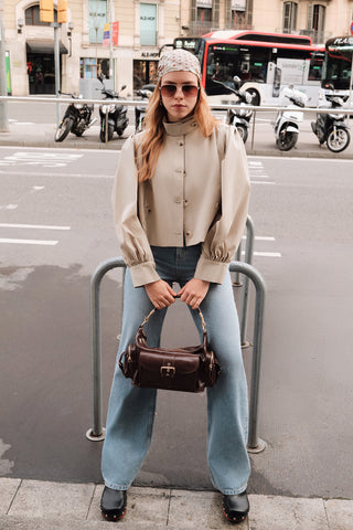 Short Balloon Sleeve Jacket Soft Green