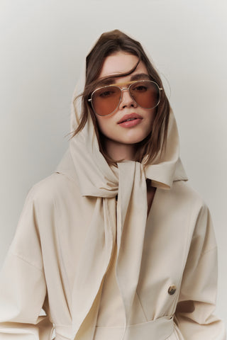 Scarf Detail Statement Trench Coat Cream