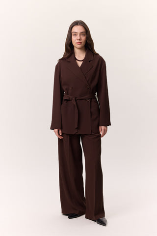 Draped Belted Jacket Damson