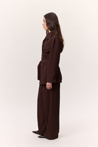 Draped Belted Jacket Damson