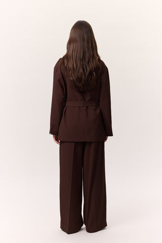 Drapeli Kemerli Ceket Erik Rengi