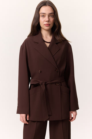 Draped Belted Jacket Damson