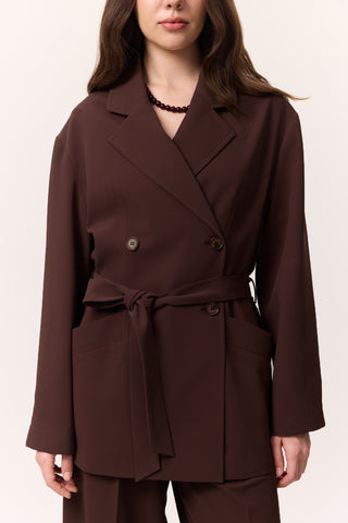 Draped Belted Jacket Damson