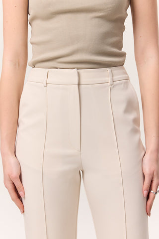 Contrast Stitch Flared Pants Beige