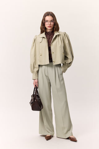 Short Balloon Sleeve Jacket Soft Green