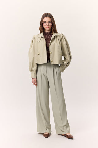 Short Balloon Sleeve Jacket Soft Green