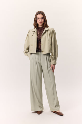 Short Balloon Sleeve Jacket Soft Green