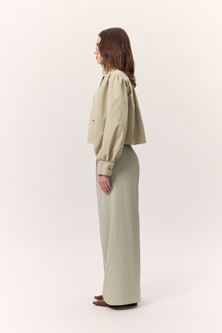 Short Balloon Sleeve Jacket Soft Green