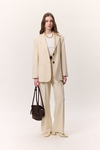 Geniş Paça Palazzo Pantolon Vanilya