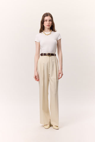 Wide-Leg Palazzo Trousers Vanilla