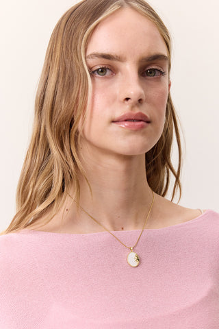 Pearl Leaf Necklace Gold