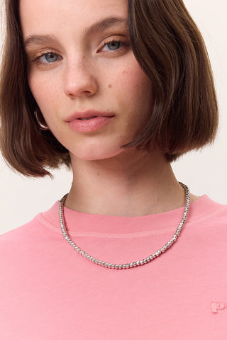 Delicate Beaded Necklace Silver