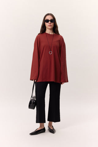 Oversize Long Sleeve T-Shirt Red