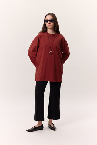 Oversize Long Sleeve T-Shirt Red