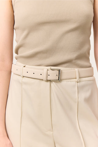 Square Buckle Belt Beige