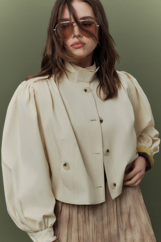 Short Balloon Sleeve Jacket Soft Yellow