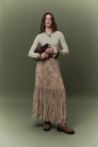 Patterned Crushed Pleated Skirt Nova