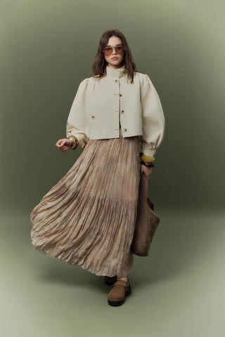 Patterned Crushed Pleated Skirt Nova