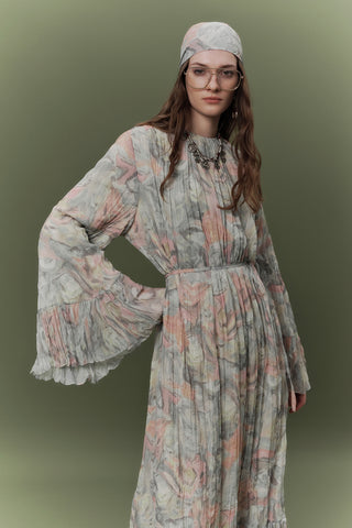 Patterned Crushed Tiered Dress Sophia Green