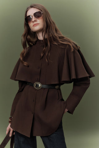 Cape Detail Shirt Brown