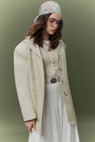 Retro Faux Leather Jacket Pistachio