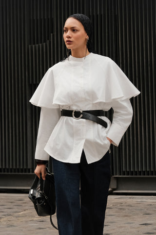 Cape Detail Shirt Ecru