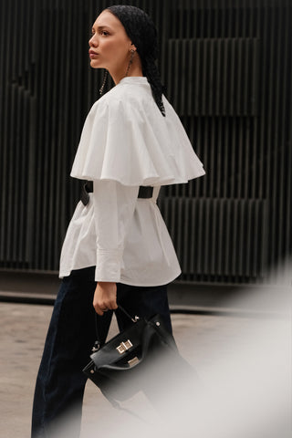 Cape Detail Shirt Ecru