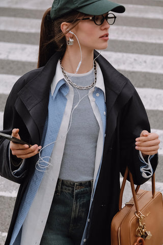 Long-Sleeve Paneled Bodysuit Grey Melange