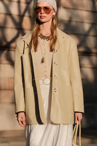 Retro Faux Leather Jacket Yellow