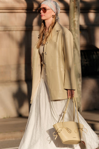 Retro Suni Deri Ceket Sarı