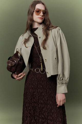 Short Balloon Sleeve Jacket Soft Green